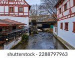 Small photo of Ulm, Baden-Wurttemberg, Germany, Europe, the Loch Mill by the Blau rivulet, a historical water mill in Gerbergasse in the Tanner's Quater, is nowadays a popular inn.