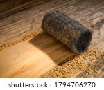 Small photo of Steel wool abrade a old wooden board