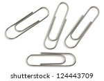 Image of silver paper clip isolated on white background