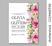 floral pink hibiscus wedding... | Shutterstock .eps vector #1124460530