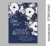 anemone wedding invitation card ... | Shutterstock .eps vector #573813460