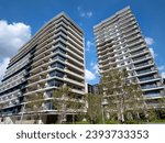 Small photo of Chuo-ku, Tokyo, Japan - October 24, 2023: Harumi Flag high-rise apartment district, redeveloped from the site of the Tokyo Olympic Village.