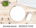 Round mouse pad mock up. office ...