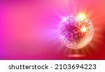bright glowing red disco ball.... | Shutterstock .eps vector #2103694223
