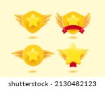 star rating golden labels 3d... | Shutterstock .eps vector #2130482123