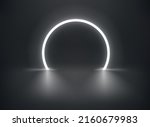 dark interior with circle neon... | Shutterstock .eps vector #2160679983