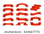 different retro style ribbons... | Shutterstock .eps vector #614667773