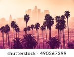 Los Angeles Skyline With Palm...