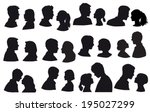silhouette loving couple  kiss... | Shutterstock .eps vector #195027299