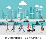 skyline skyscrapers  and people ... | Shutterstock .eps vector #187924649