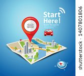 folded maps car navigation... | Shutterstock .eps vector #1407801806