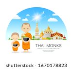 thai monks bowl and thai novice ... | Shutterstock .eps vector #1670178823