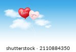 balloon heart  love you message ... | Shutterstock .eps vector #2110884350