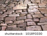 Medieval street paved with the cobble stones (Rovinj, Croatia, Europe)