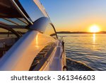 Luxury Motoryacht At Sunset