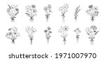 wildflower line art bouquets... | Shutterstock .eps vector #1971007970