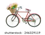 Red Classic Bike With Flower In ...