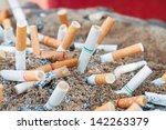 Cigarettes Butt In Ashtray