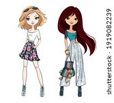 vector beautiful fashion girls... | Shutterstock .eps vector #1919082239