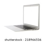 Modern popular business laptop computer with keyboard white screen isolated on a white background 