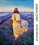 Woman In Lavender Field Oli On...