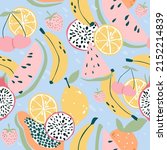 tropical fruit seamless pattern.... | Shutterstock .eps vector #2152214839