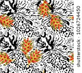 seamless pattern   leopard and... | Shutterstock .eps vector #1026724450