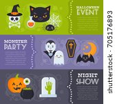 flat halloween banners with... | Shutterstock .eps vector #705176893