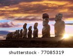 Standing Moai In Easter Island...