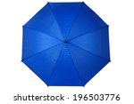 Open blue umbrella isolated on white background