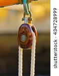 Small photo of Single Block Pulley and White Line - Mizzen Boom