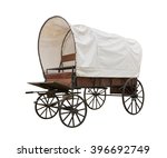 Covered wagon with white top isolate on white background