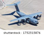 Small photo of Gibraltar - July 29, 2018: Royal Air Force Airbus A400M airplane at Gibraltar airport (GIB). Airbus is a European aircraft manufacturer based in Toulouse, France.