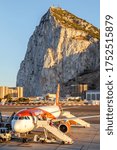 Small photo of Gibraltar - July 30, 2018: Easyjet Airbus A320 airplane at Gibraltar airport (GIB). Airbus is a European aircraft manufacturer based in Toulouse, France.