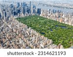 New York City skyline skyscraper of Manhattan real estate with Central Park aerial view photo in the United States