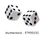 Gambling dices falling down against white background.