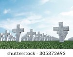 Crosses In Cemetery Memorial On ...