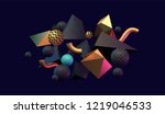 3d abstract black  gold and... | Shutterstock .eps vector #1219046533