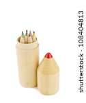 color pencils in a wooden... | Shutterstock . vector #108404813