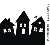 three houses  village  black... | Shutterstock .eps vector #1118642939