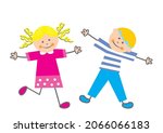 two happy children  girl and... | Shutterstock .eps vector #2066066183