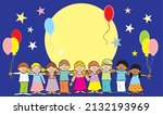 happy kids and balloons  banner ... | Shutterstock .eps vector #2132193969