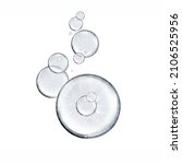 Small photo of water miracle bubble or cosmetic liquid serum drops on white background. Beauty and skincare