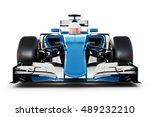 Blue Race Car And Driver Front...