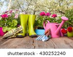 Outdoor Gardening Tools On Old...