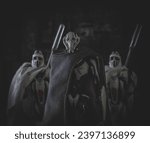 Small photo of DECEMBER 5 2023: Star Wars the Clone Wars Separatist droid commander General Grievous and Magnaguard droids - Hasbro action figures