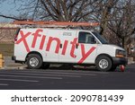 Small photo of Lafayette - Circa December 2021: Xfinity branded Comcast vehicle. Comcast owns NBCUniversal, Xfinity Internet and DreamWorks Animation.