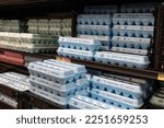 Small photo of Indianapolis - Circa January 2023: Egg display at Walmart. Egg prices have gone up due to inflation and widespread bird flu.