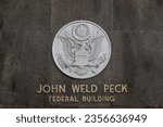 Small photo of Cincinnati - September 1, 2023: John Weld Peck Federal Building in downtown Cincinnati. The IRS is the main tenant in the Peck Federal Building.