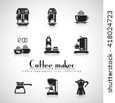 Coffee Machine Vector Flat Icon Set Coffee Machine Vector Flat Icon Set